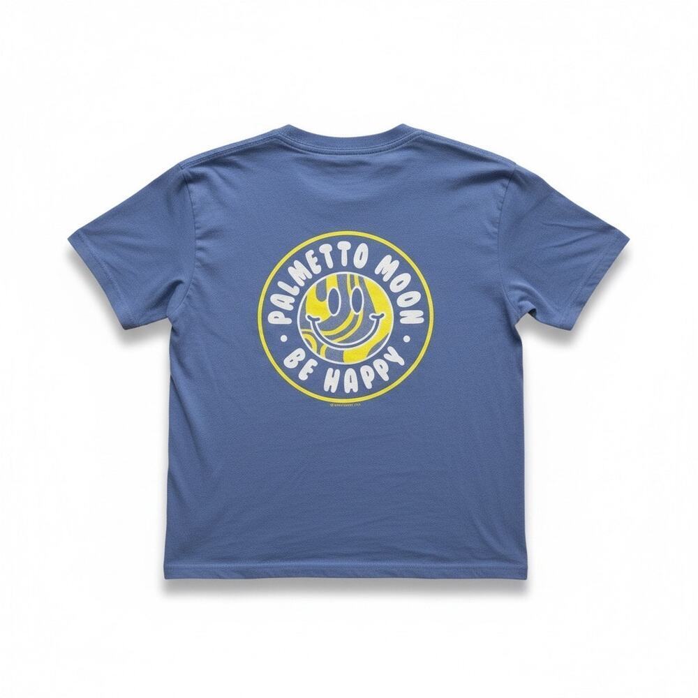 Palmetto Moon Blue “Be Happy”‎ Smiley Graphic T-Shirt, Short Sleeve Tee, Youth S